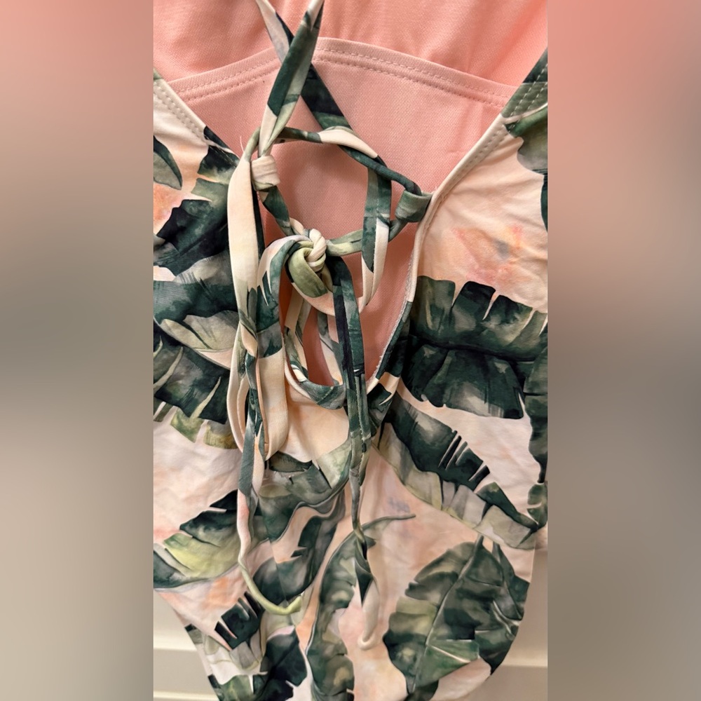ANTONIO MELANI for Dillards Pink & Green Tropical One-Piece Swimsuit Tie-Back - Picture 5 of 9
